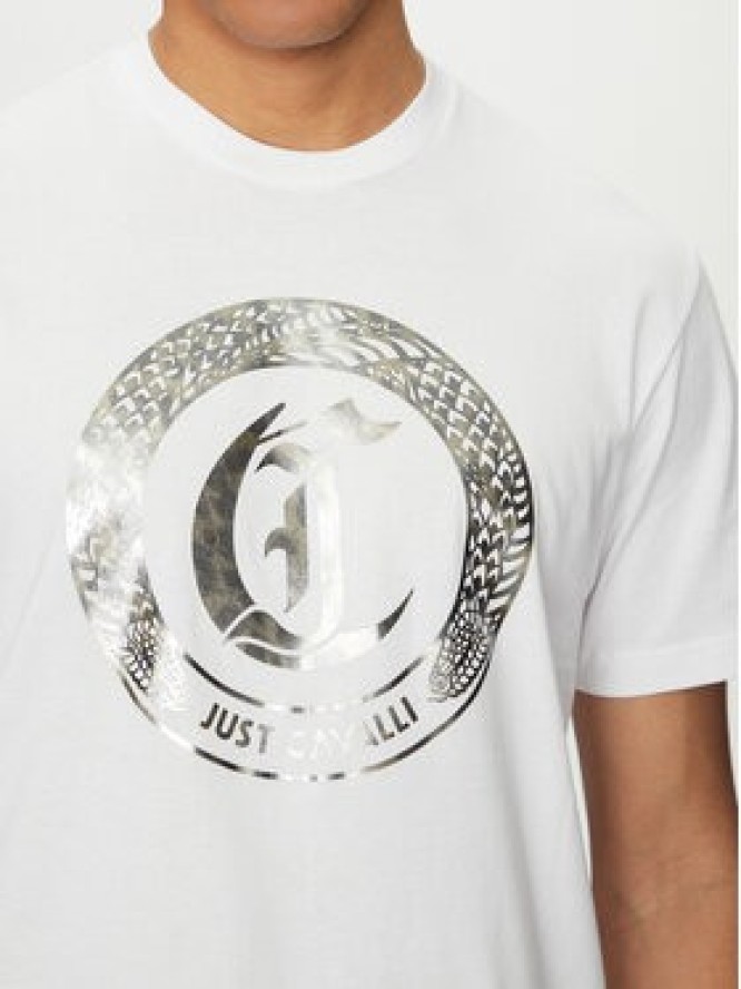 Just Cavalli T-Shirt 78OAHT14 Biały Regular Fit
