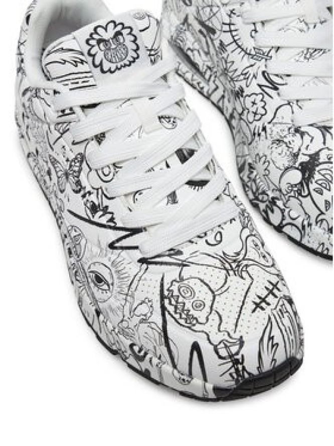 Skechers Sneakersy UNO Printed Lace-Up 183501/WBK Biały