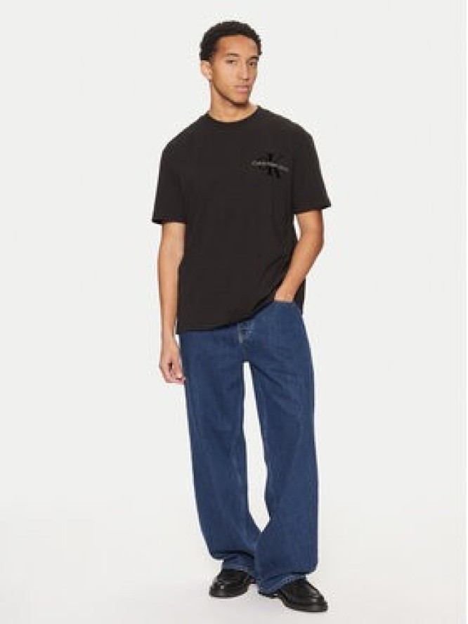 Calvin Klein Jeans T-Shirt Bristle Monologo J30J327107 Czarny Regular Fit
