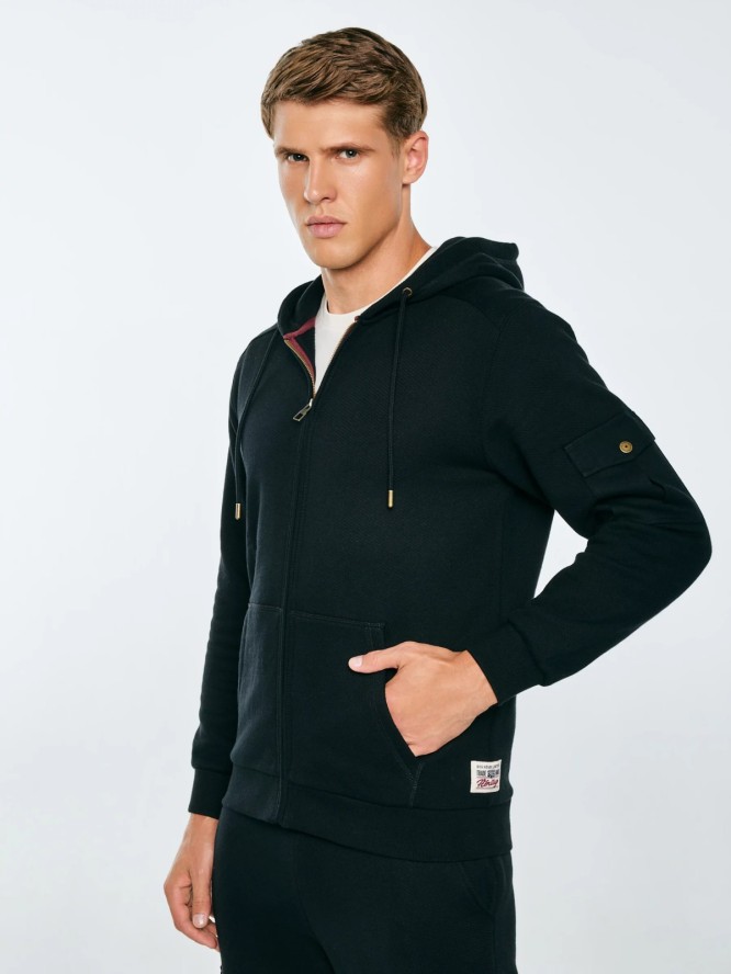 Bluza męska rozpinana z kapturem czarna Jagmur 906