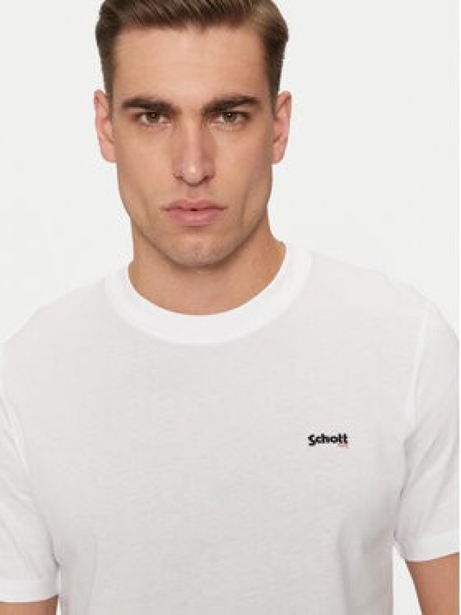 Schott NYC T-Shirt TSCLAWS1 Biały Regular Fit