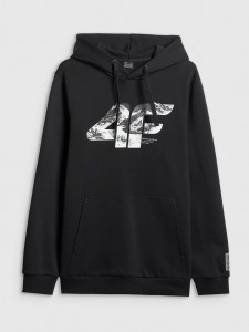 4F Bluza dresowa nierozpinana z kapturem męska - czarna XL