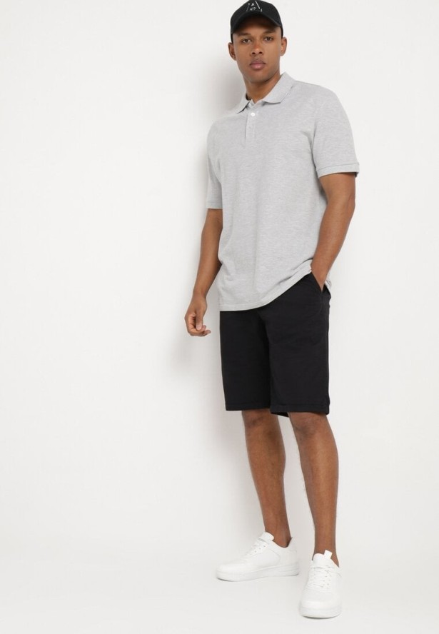 Czarne Szorty z Bawełny Zapinane na Ukryty Zamek Błyskawiczny i Guzik Vinetta