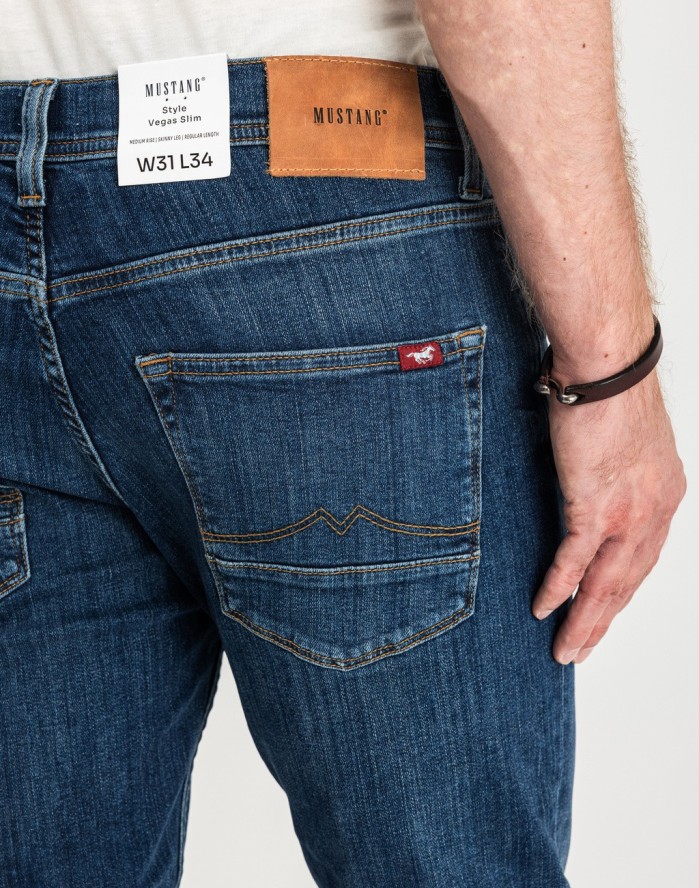 MUSTANG VEGAS SLIM MĘSKIE SPODNIE JEANSOWE JEANSY DŻINSY DENIM BLUE 1015045 5000 883