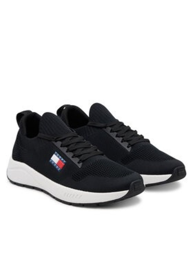Tommy Jeans Sneakersy Runner Kntitted EM0EM01555 Czarny