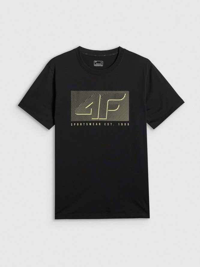 4F T-shirt regular z nadrukiem męski - czarny XXL
