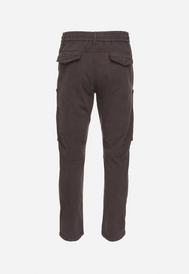 Szare Spodnie Cargo z Bawełny z Kieszeniami Aliria