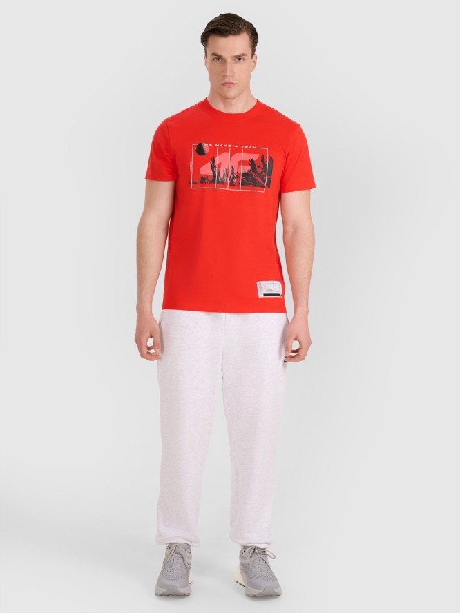 4F T-shirt regular z nadrukiem siatkarskim męski - czerwony M