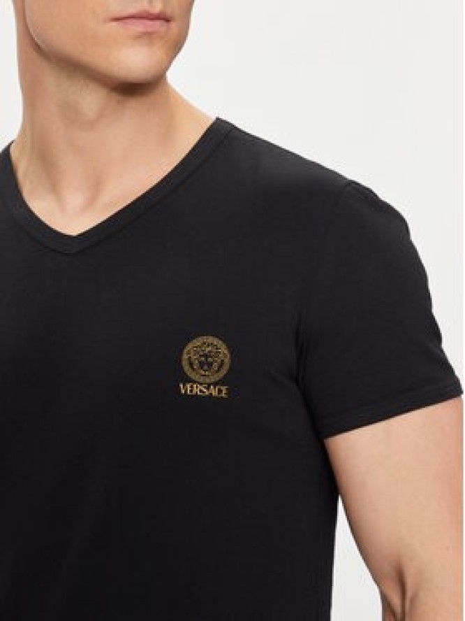 Versace Komplet 2 t-shirtów AU10193 Czarny Slim Fit