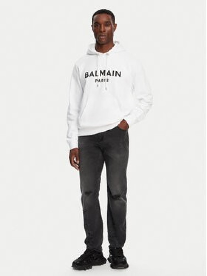Balmain Bluza DH1JR002BB65 Biały Regular Fit