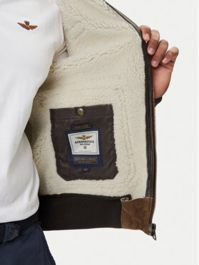 Aeronautica Militare Kurtka skórzana 252PN0163U100893 Brązowy Regular Fit