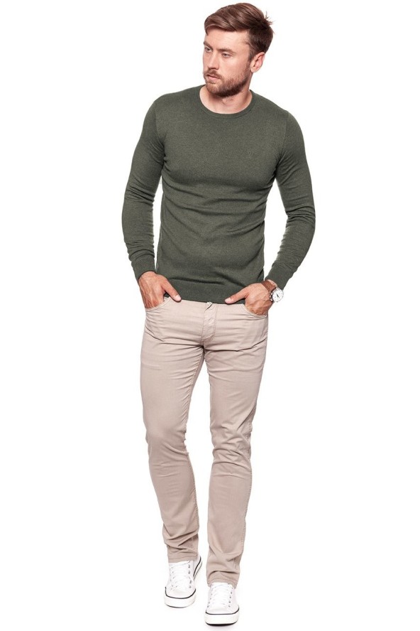 MĘSKI SWETER WRANGLER CREW KNIT DUSTY OLIVE W85672P45 112132246