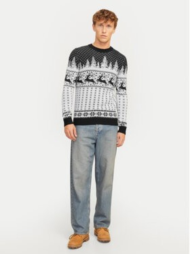 Jack & Jones Sweter Xmas Gabriel 12266118 Szary Regular Fit