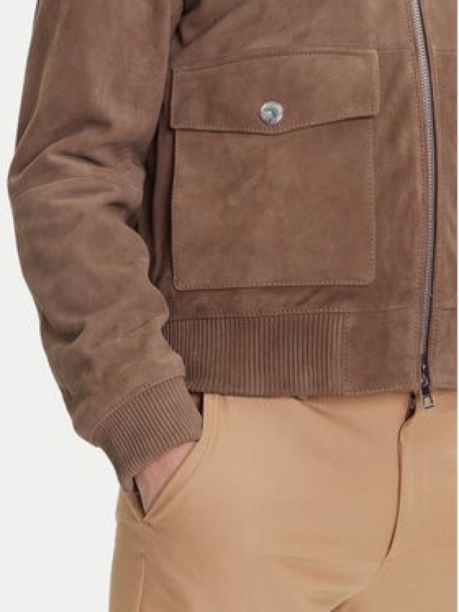 Michael Kors Kurtka skórzana CT5801E4R4 Brązowy Regular Fit