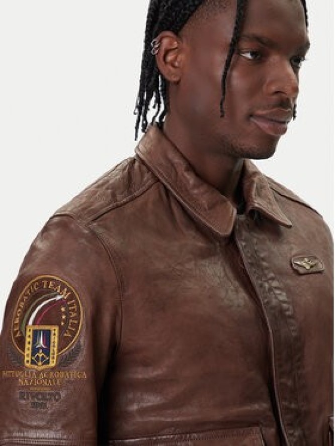 Aeronautica Militare Kurtka skórzana 252PN0963U100839 Brązowy Regular Fit