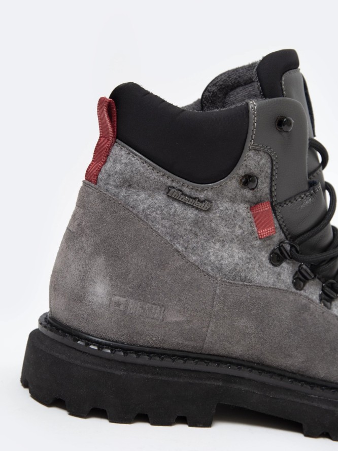 Trapery męskie ze skóry naturalnej szare OO174173 902