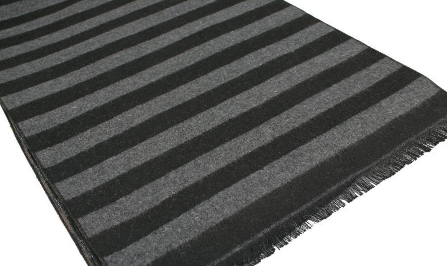 Męski Szalik Alties - Paski Poprzeczne, Czerń i Popiel