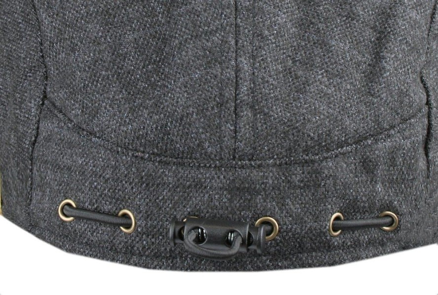 Lekko Ocieplony Kaszkiet - Alties - Drobna Kratka - Czarny (Ciemny Grafit)