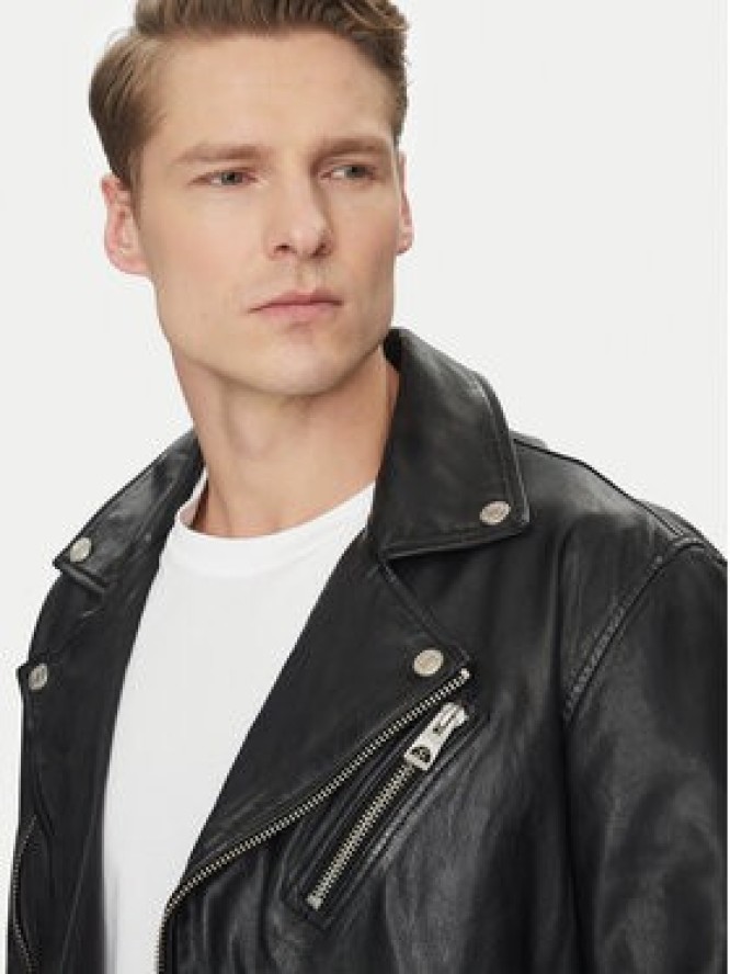 Guess Kurtka skórzana M2YL12 L0QN0 Czarny Regular Fit