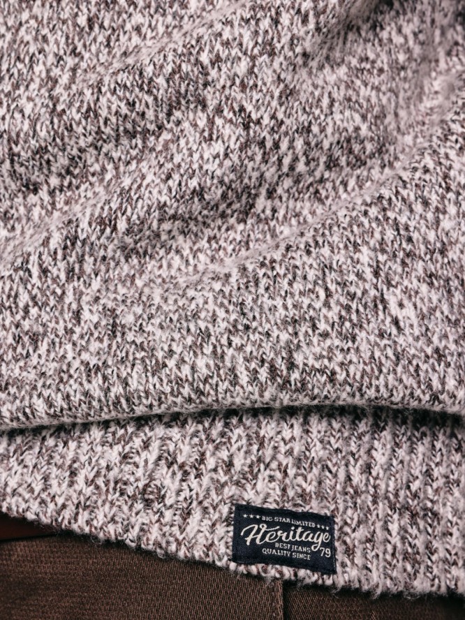 Sweter męski melanżowy brązowy Waltero 804