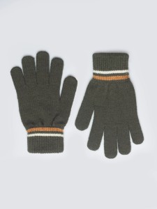 Rękawiczki męskie z kolorowym akcentem khaki Wandegorso 303