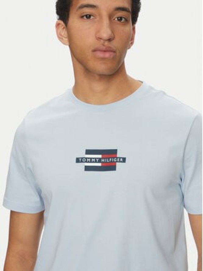 Tommy Hilfiger T-Shirt Flag Box MW0MW38636 Błękitny Regular Fit