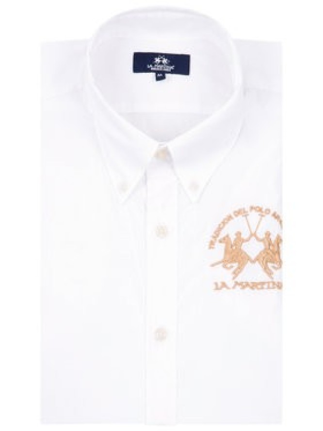 La Martina Koszula Poplin CCMC01 PP003 Biały Regular Fit