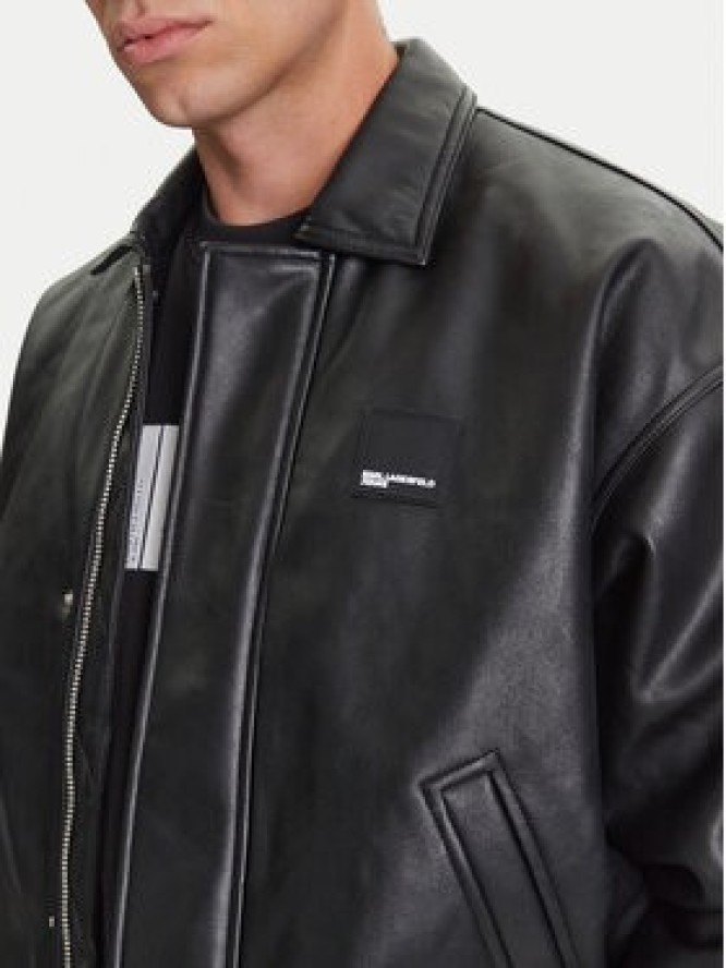 Karl Lagerfeld Jeans Kurtka z imitacji skóry A3M15035 Czarny Regular Fit