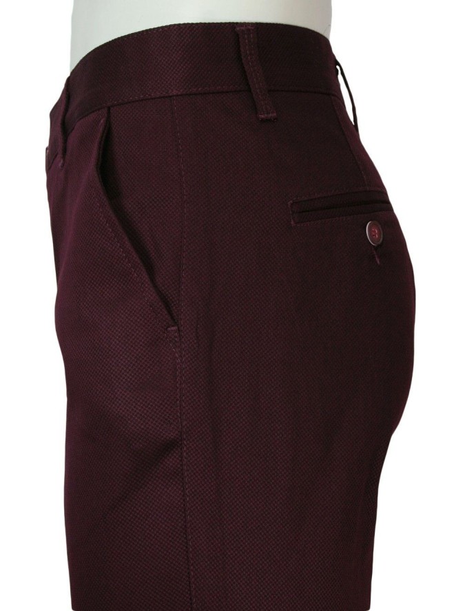 Spodnie z Elastanem, Bordowe, Casualowe, Zwężana Nogawka, Męskie -RIGON