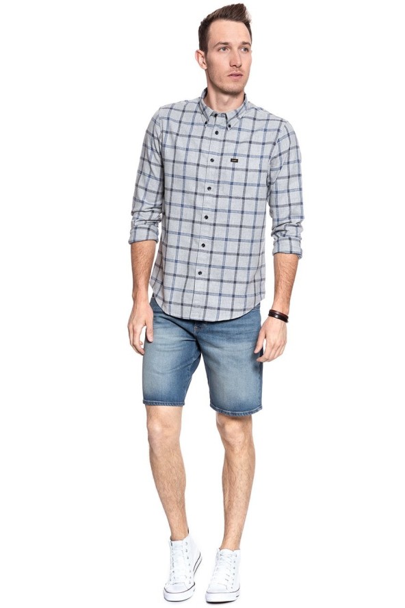 KRÓTKIE SPODENKI WRANGLER REGULAR SHORT GREEN LAGOON W15UX475C 112127159