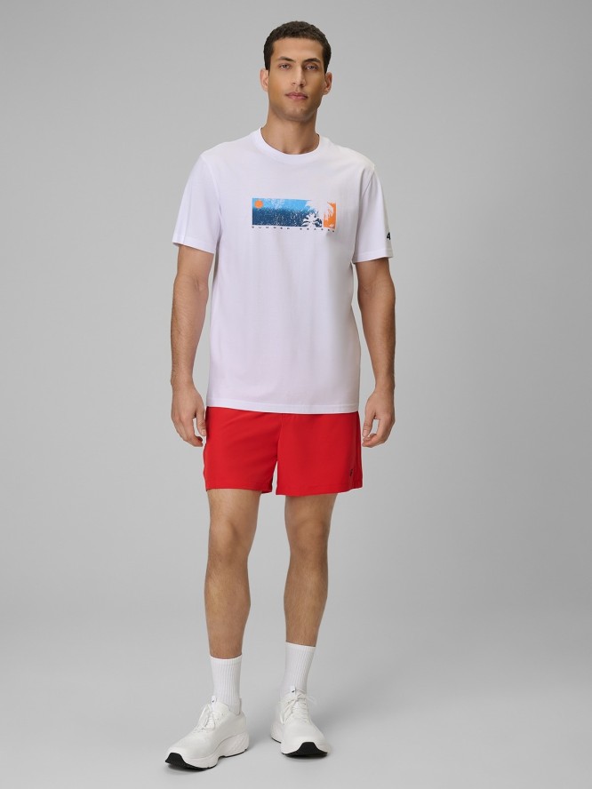 4F T-shirt regular z nadrukiem męski - biały 3XL