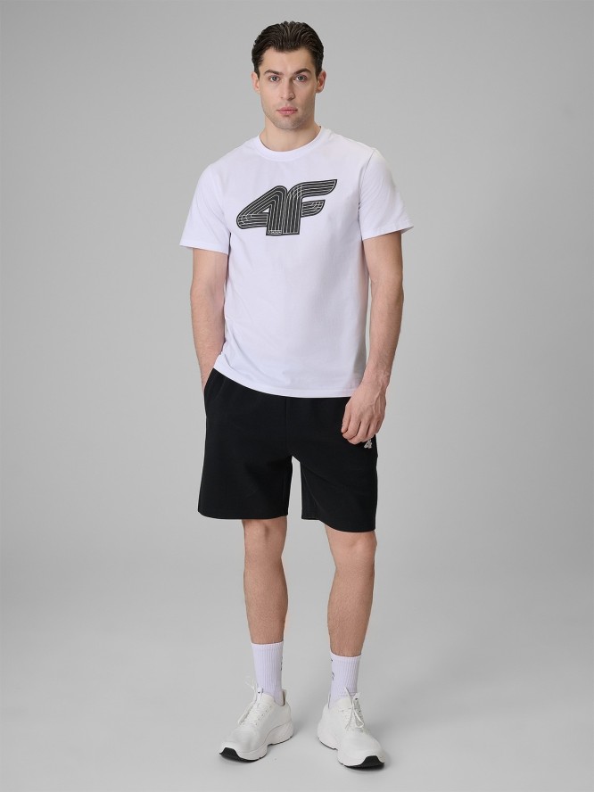 4F T-shirt regular z nadrukiem męski - biały S