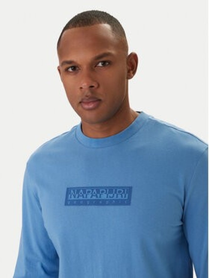 Napapijri Longsleeve S-Box Logo NP0A8BC5 Niebieski Regular Fit