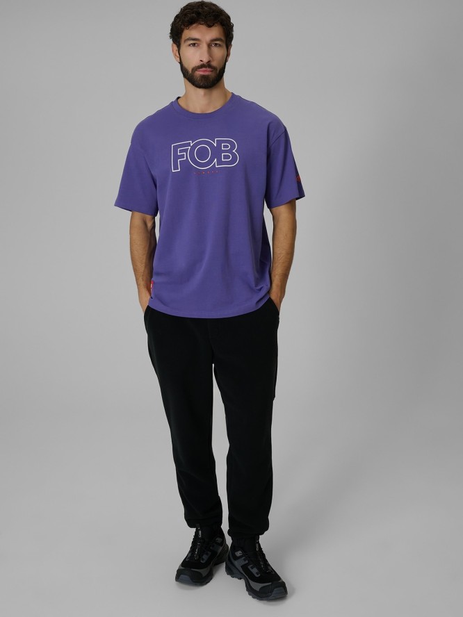 4F T-shirt loose z nadrukiem męski - fioletowy M