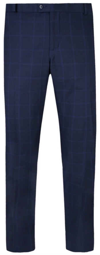 Garnitur Męski - Elegancki - Victorio - Granatowy, Wzór w Kratę