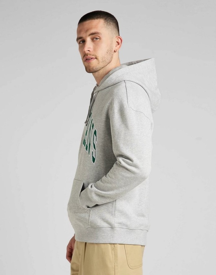 LEE HOODIE SEASONAL MĘSKA BLUZA KLASYCZNA Z KAPTUREM LOGO GREY MELE L84JRYMP 112322632