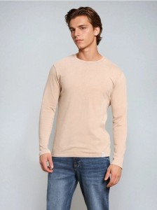 Bawełniana koszulka basic - brązowy