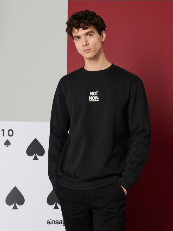 Bluza crewneck z napisem - czarny