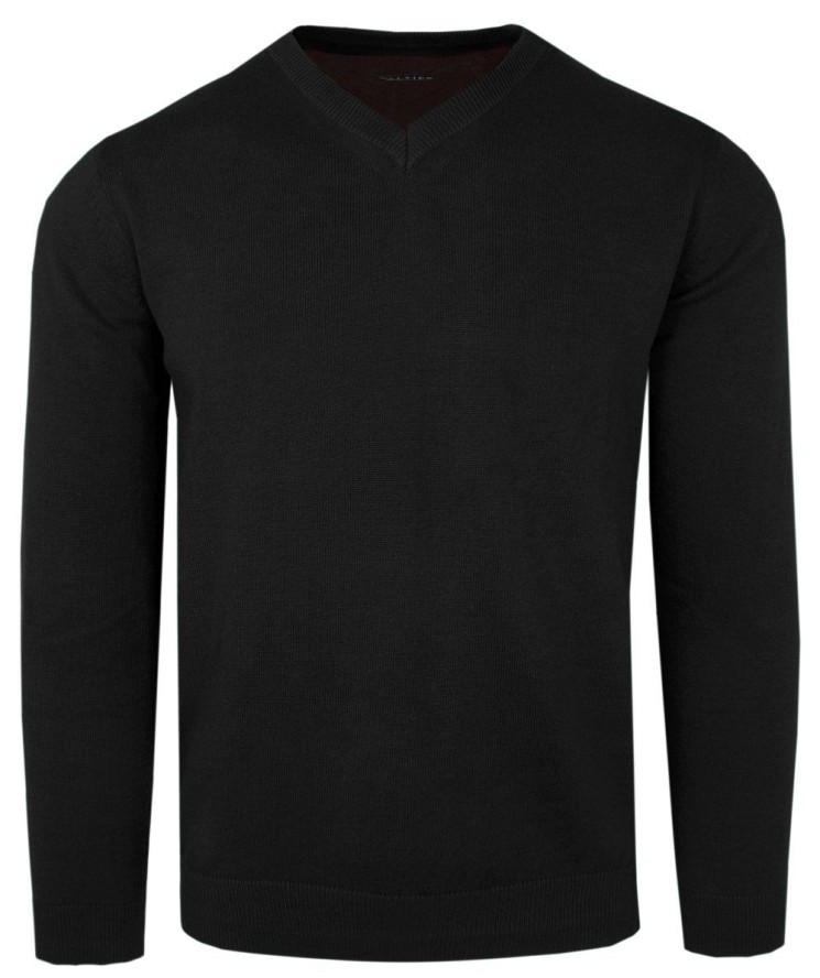 Męski Sweter z Dekoltem w Serek (V-Neck) - Alties - Czarny