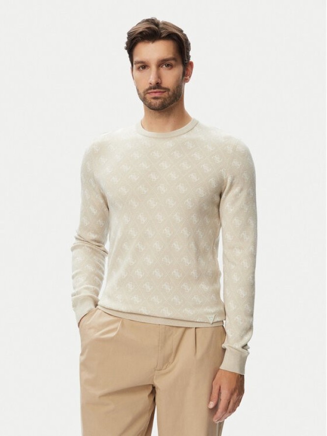 Guess Sweter M6YR11 Z0916 Beżowy jasny Regular Fit