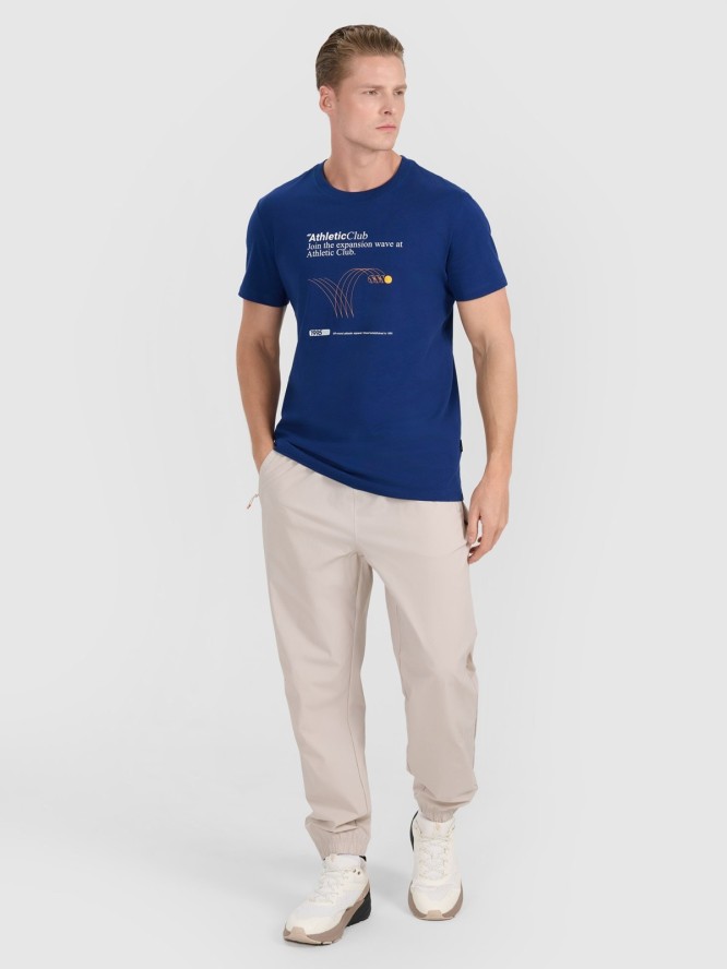 4F T-shirt regular z nadrukiem męski - granatowy M