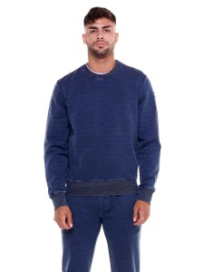 Męskie bluzy z okrągłym dekoltem w kolorze indygo denim