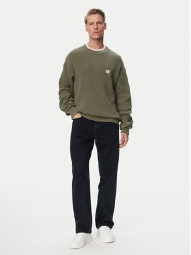 Calvin Klein Jeans Sweter LV04RD313G Zielony ciemny Regular Fit