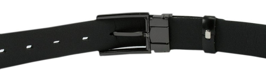 Męski, Skórzany Pasek do Spodni - Zet - Czarny