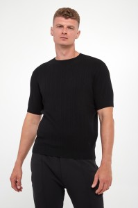 T-shirt męski dzianinowy z kaszmirem EMPORIO ARMANI