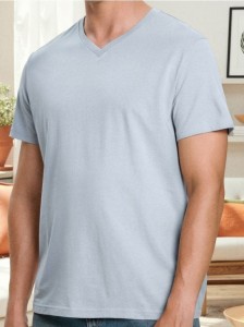 Koszulka basic z dekoltem w serek - błękitny