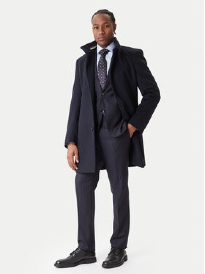 BOSS Płaszcz wełniany H-Hyde 50551078 Granatowy Slim Fit