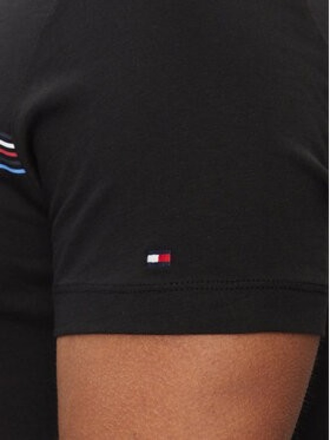 Tommy Hilfiger T-Shirt Stripe Chest MW0MW34428 Czarny Slim Fit