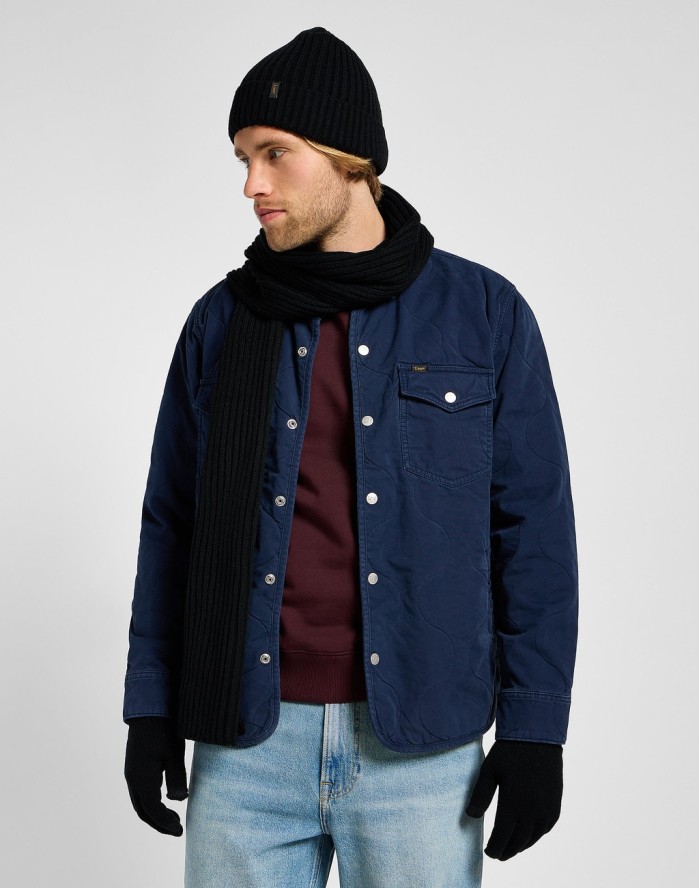 Męski zestaw zimowy LEE – czapka, szalik i rękawiczki czarne (Black XMAS Pack 112342469)