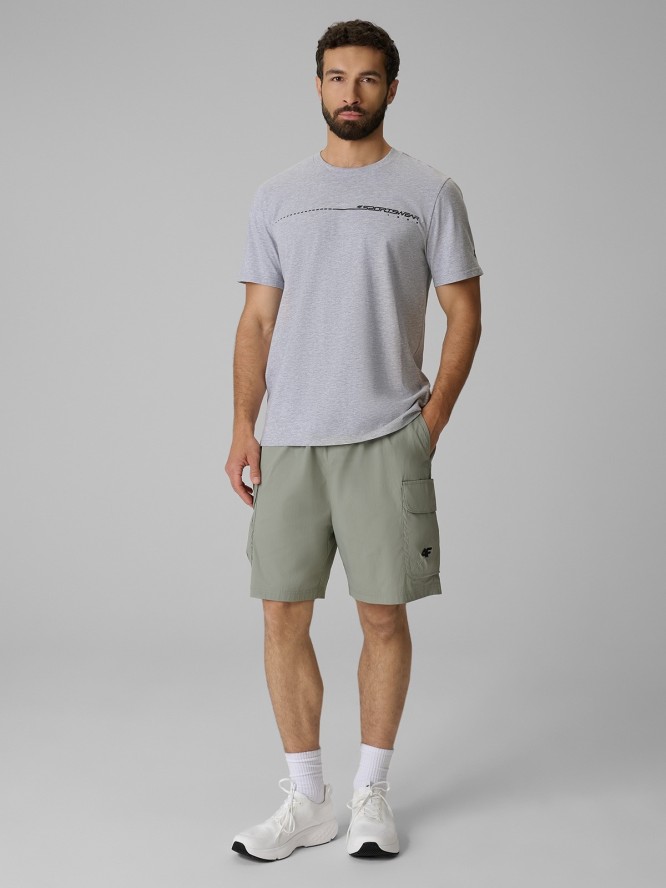 4F T-shirt regular z nadrukiem męski - szary M
